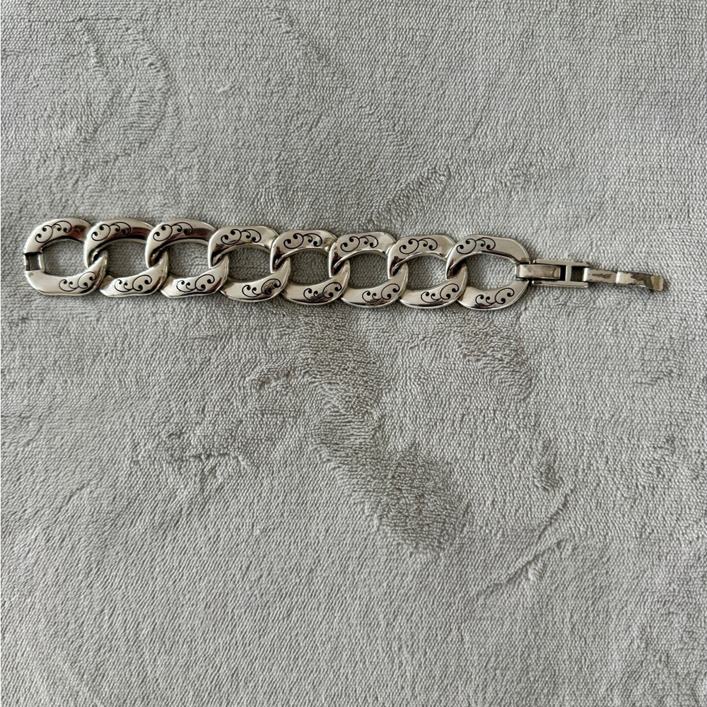 Silver Brighton Link Statement Bracelet with Scroll Detailing